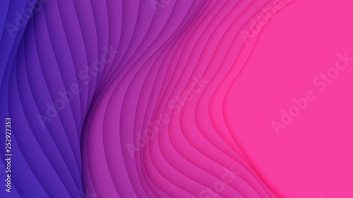 Vector 3D abstract background with paper cut neon shape. Colorful carving art. Paper craft Antelope canyon landscape with gradient colors. Minimalistic design for business presentations, flyers.