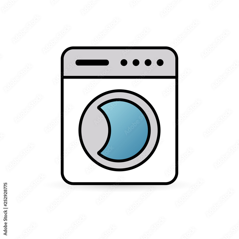 Vector illustration of a washing machine. Icon in flat style. - Vector Vector illustration of a washing machine. Icon in flat style. - Vector
