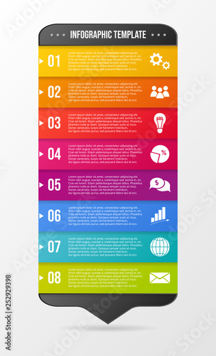 Colorful business infographic with icons. Vector