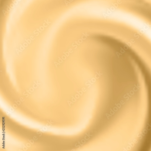 Whipped cream or creme brulee or ice cream, whirl light beige surface, empty space for text, close up, top view, gradient mesh background