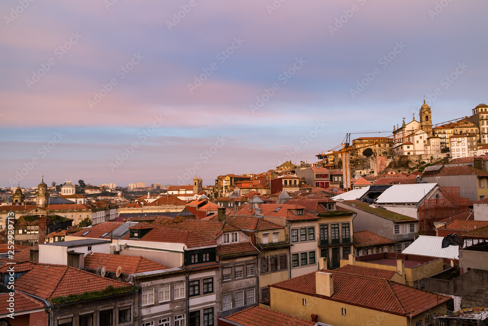Panoramic view of Old Porto   at sunrise, Porto, Portugal