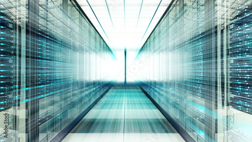 Data Center Server Room Bluelight blur