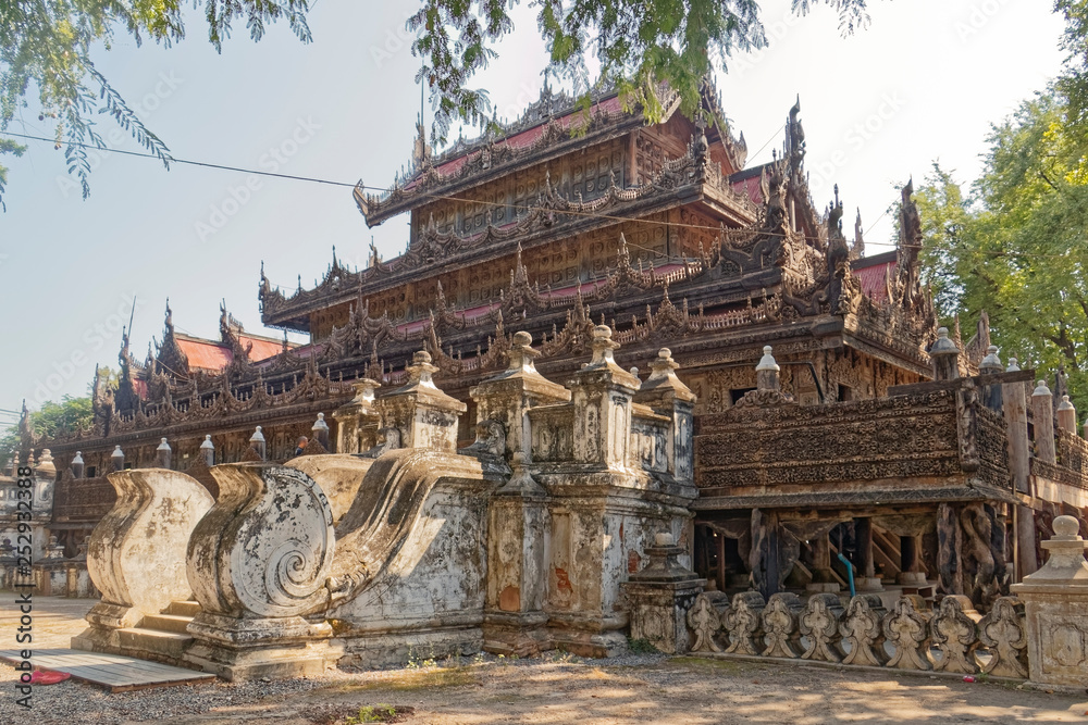 Burma, Asia - Monastery Golden Palace in Mandalay. Burma, Asia - Monastery Golden Palace in Mandalay.