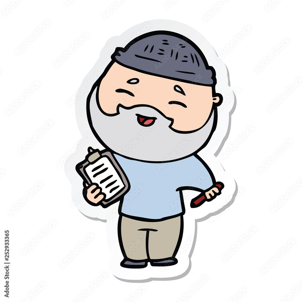 sticker of a cartoon happy bearded man sticker of a cartoon happy bearded man