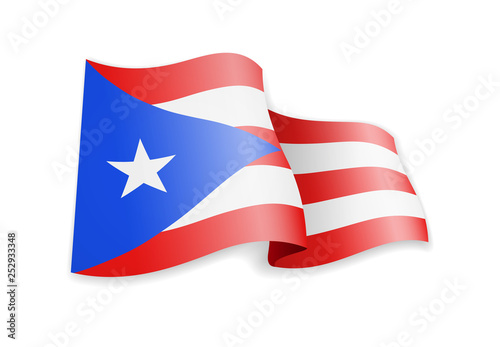 Puerto Rico flag in the wind. Flag on white background vector illustration