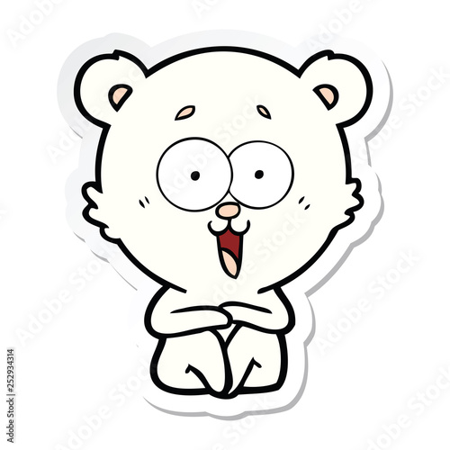 sticker of a laughing teddy  bear cartoon