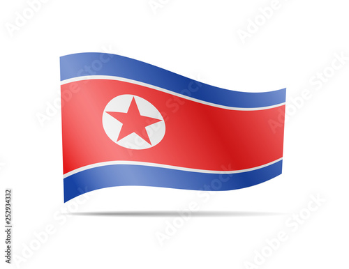 Waving North Korea flag in the wind. Flag on white background vector illustration