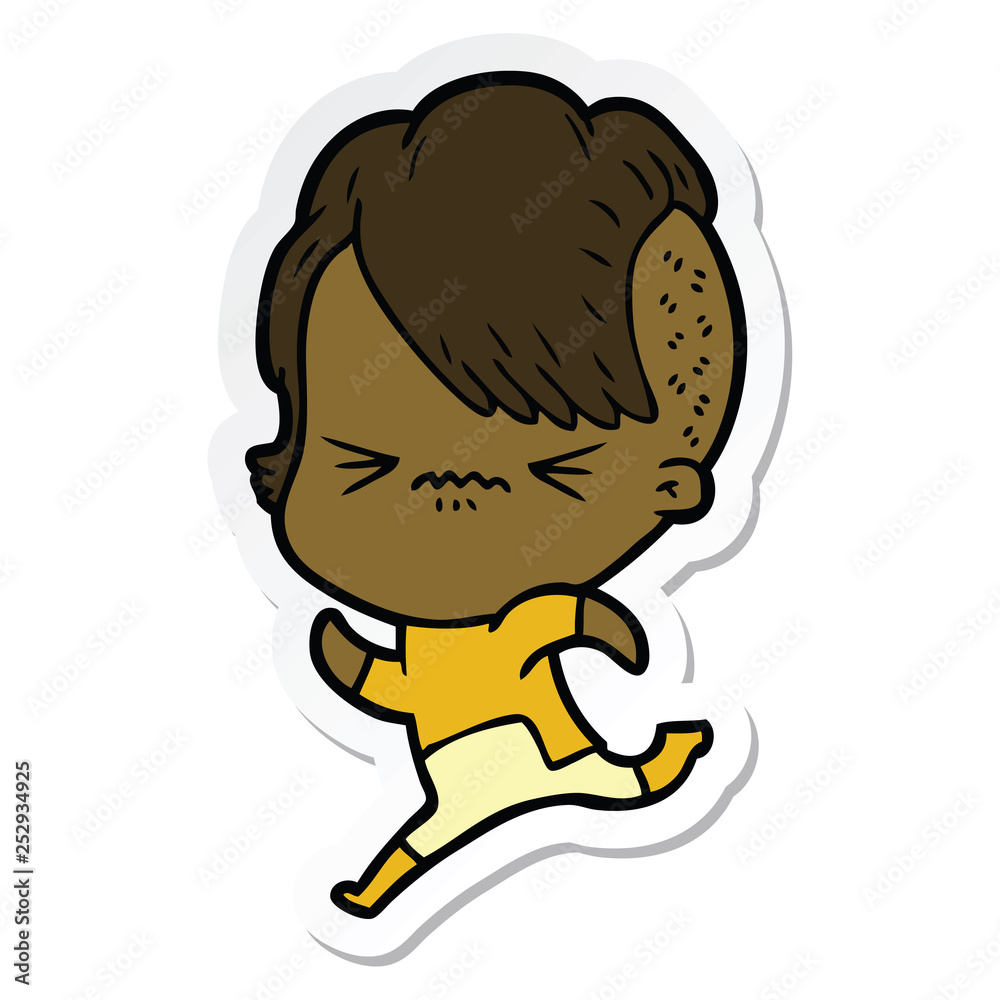 sticker of a cartoon annoyed hipster girl sticker of a cartoon annoyed hipster girl