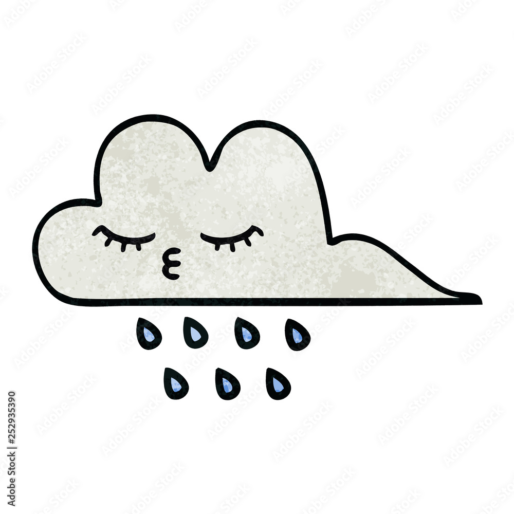 retro grunge texture cartoon rain cloud retro grunge texture cartoon rain cloud