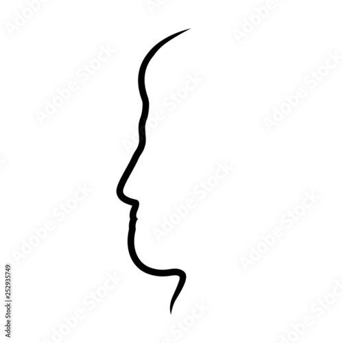 Man's face profile line icon. Side view male silhouette. Vector Illustration