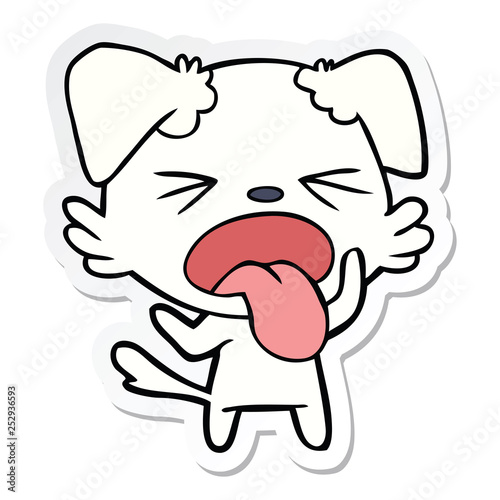 sticker of a cartoon disgusted dog