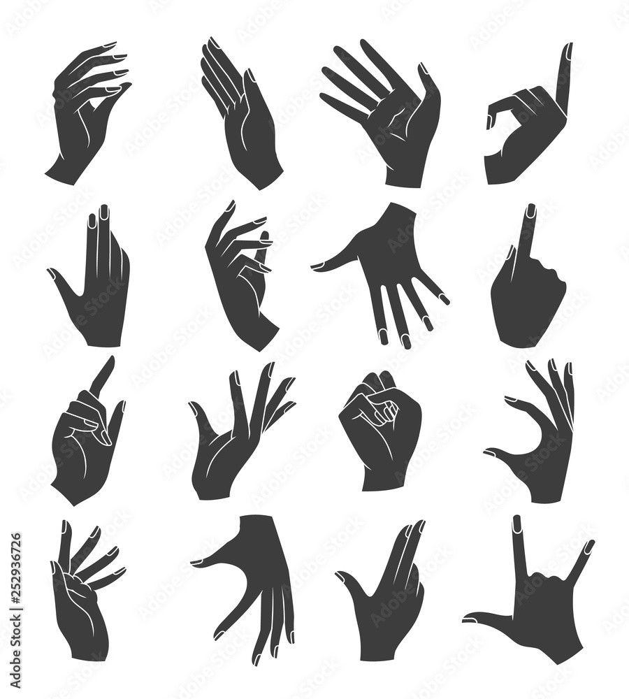Woman hands gestures silhouettes Woman hands gestures silhouettes