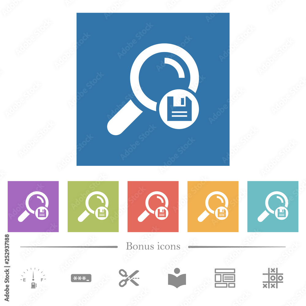 Save search results flat white icons in square backgrounds Save search results flat white icons in square backgrounds