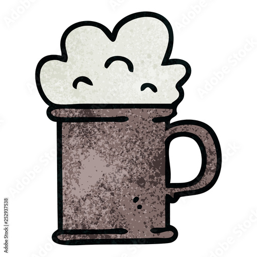 quirky hand drawn cartoon tankard of beer