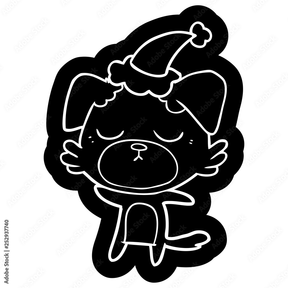 Fototapeta premium cute cartoon icon of a dog wearing santa hat