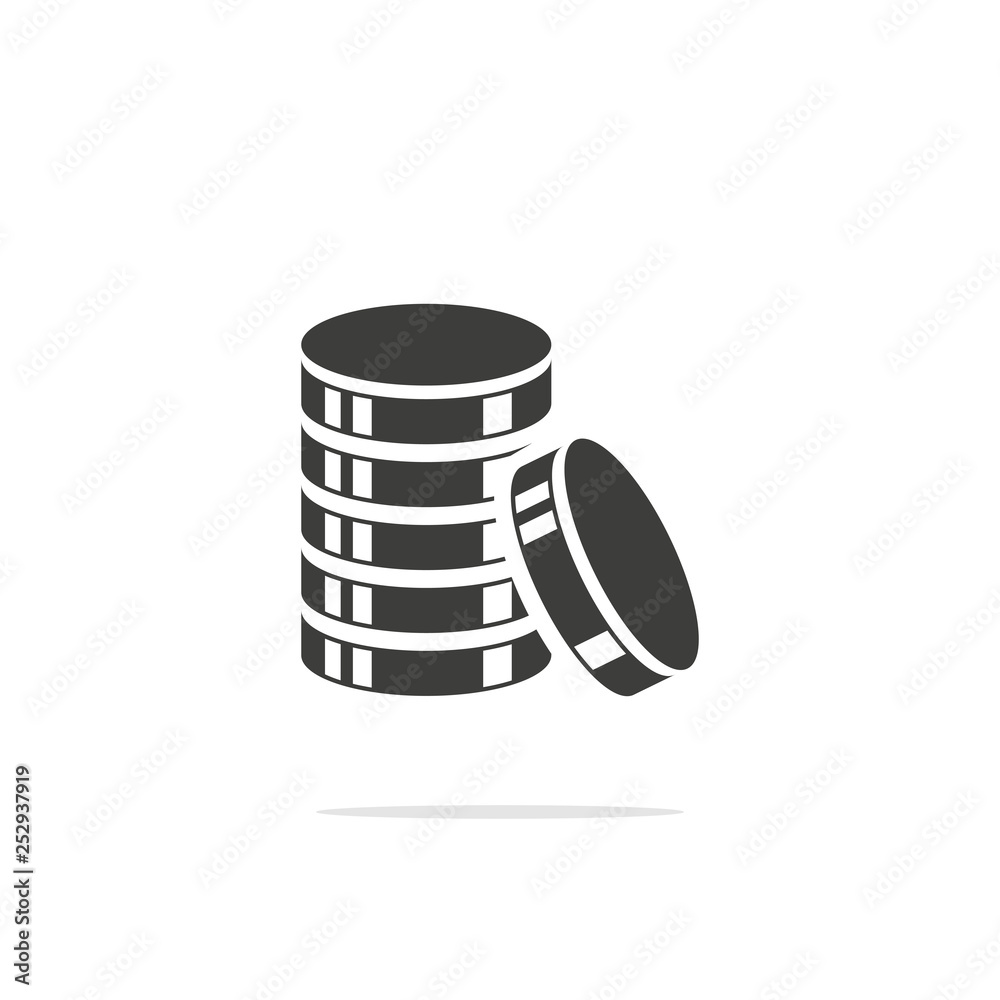 Monochrome coin vector illustration isolated on white background.