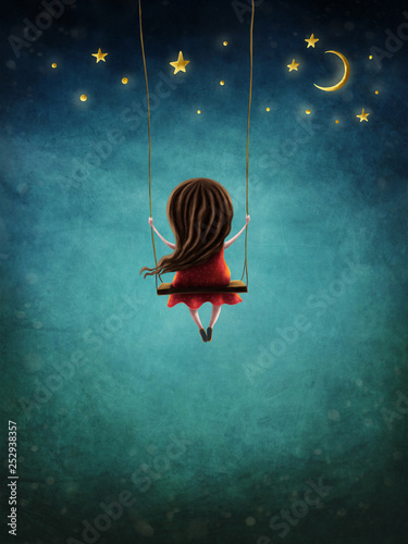 Ταπετσαρία Little fairy girl swingig