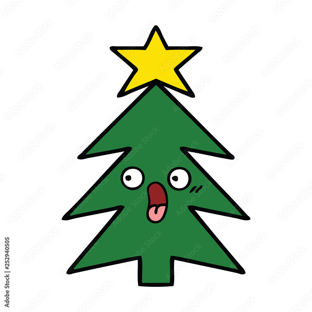 Fototapeta premium cute cartoon christmas tree