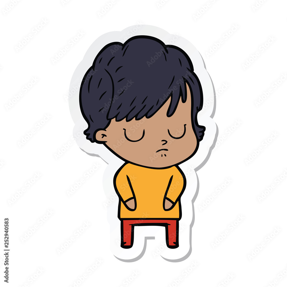 sticker of a cartoon woman