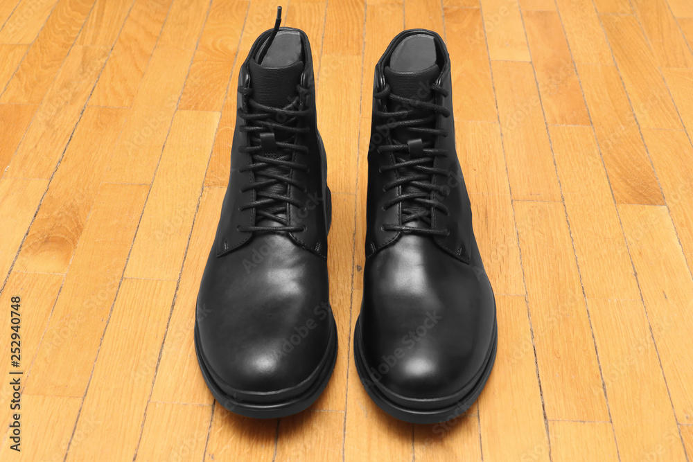 Black leather elegant male boots