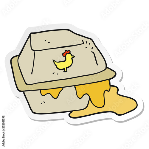 sticker of a cartoon greasy takeout