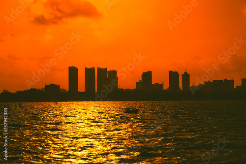 Dar es Salaam skyline seen from Indian Ocean, Tanzania photo