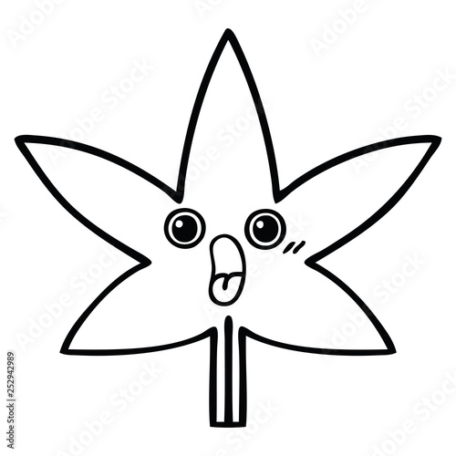 line drawing cartoon marijuana leaf