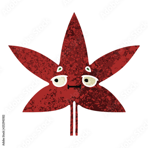 retro illustration style cartoon autumnal leaf