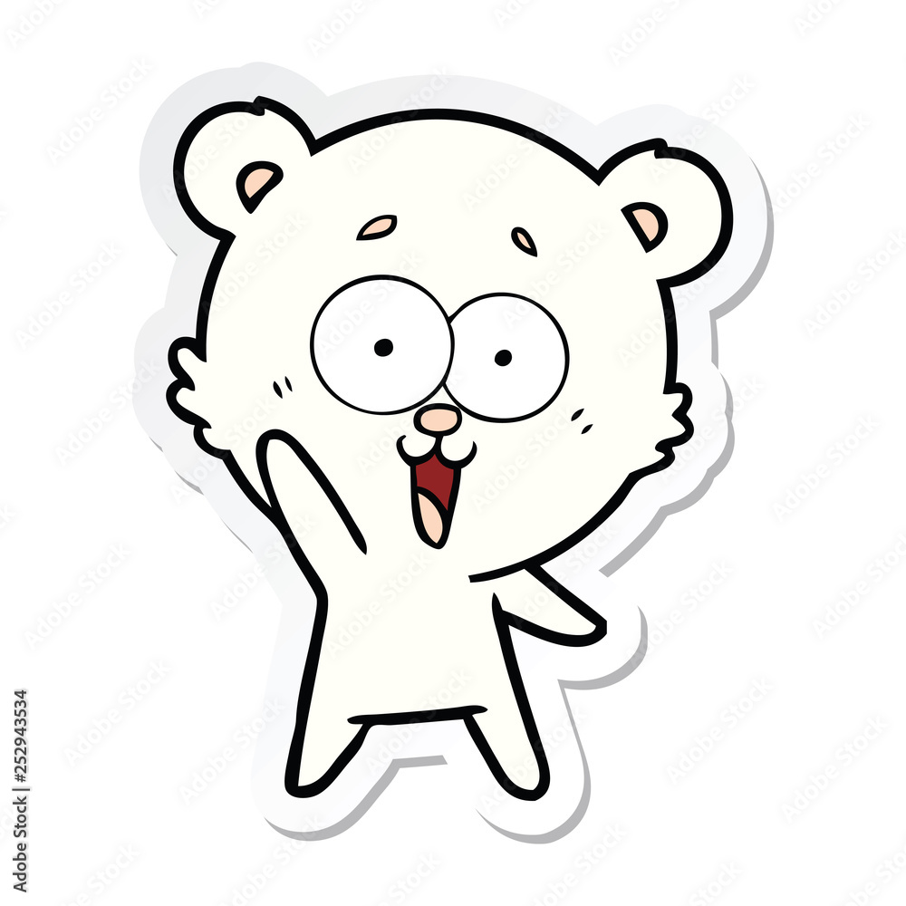 Fototapeta premium sticker of a waving teddy bear cartoon