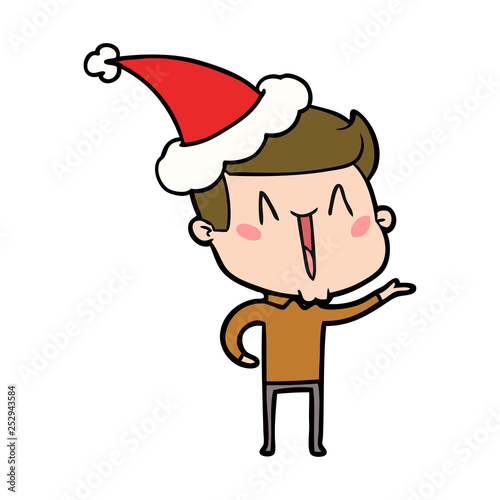 line drawing of a excited man wearing santa hat © lineartestpilot