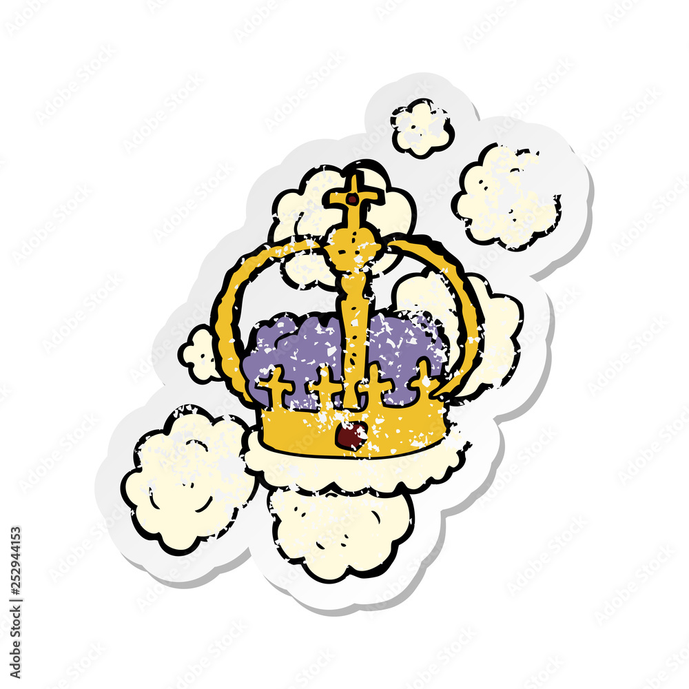 retro distressed sticker of a cartoon crown