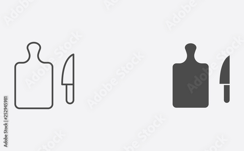 Cutting board outline and filled vector icon sign symbol
