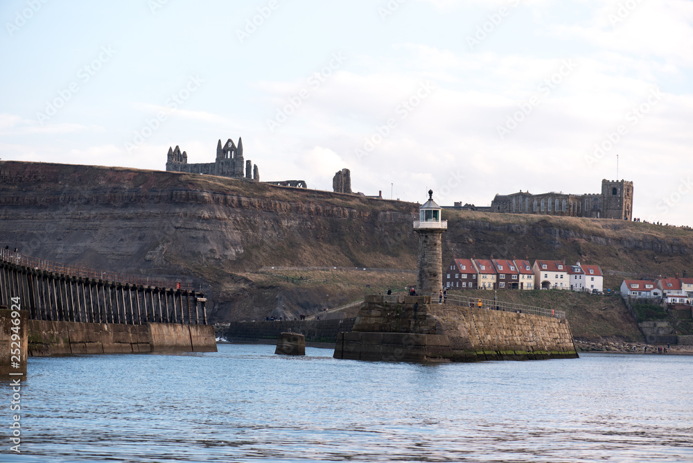 Whitby harbour view from sea