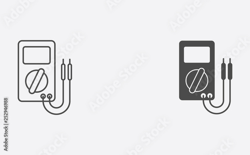 Digital multimeter outline and filled vector icon sign symbol