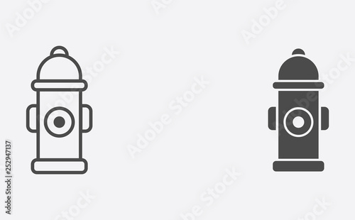 Fire hydrant outline and filled vector icon sign symbol