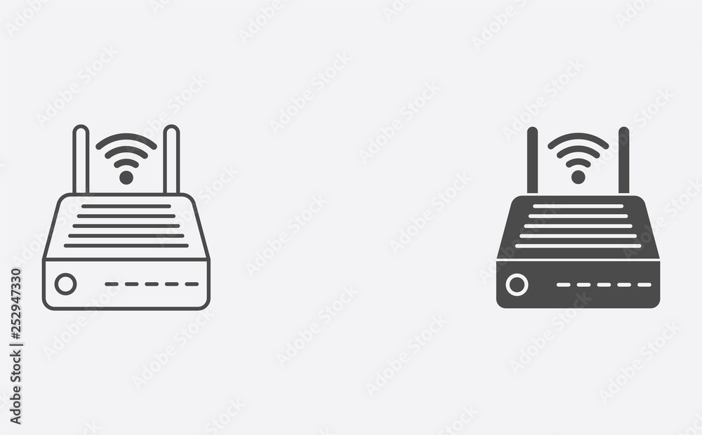 Modem outline and filled vector icon sign symbol Modem outline and filled vector icon sign symbol