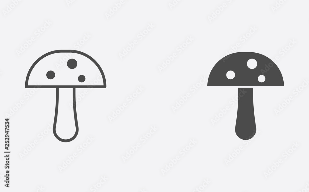 Mushroom outline and filled vector icon sign symbol Mushroom outline and filled vector icon sign symbol
