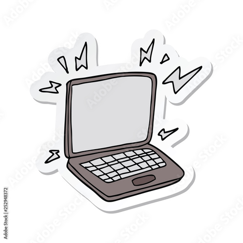 sticker of a cartoon laptop computer