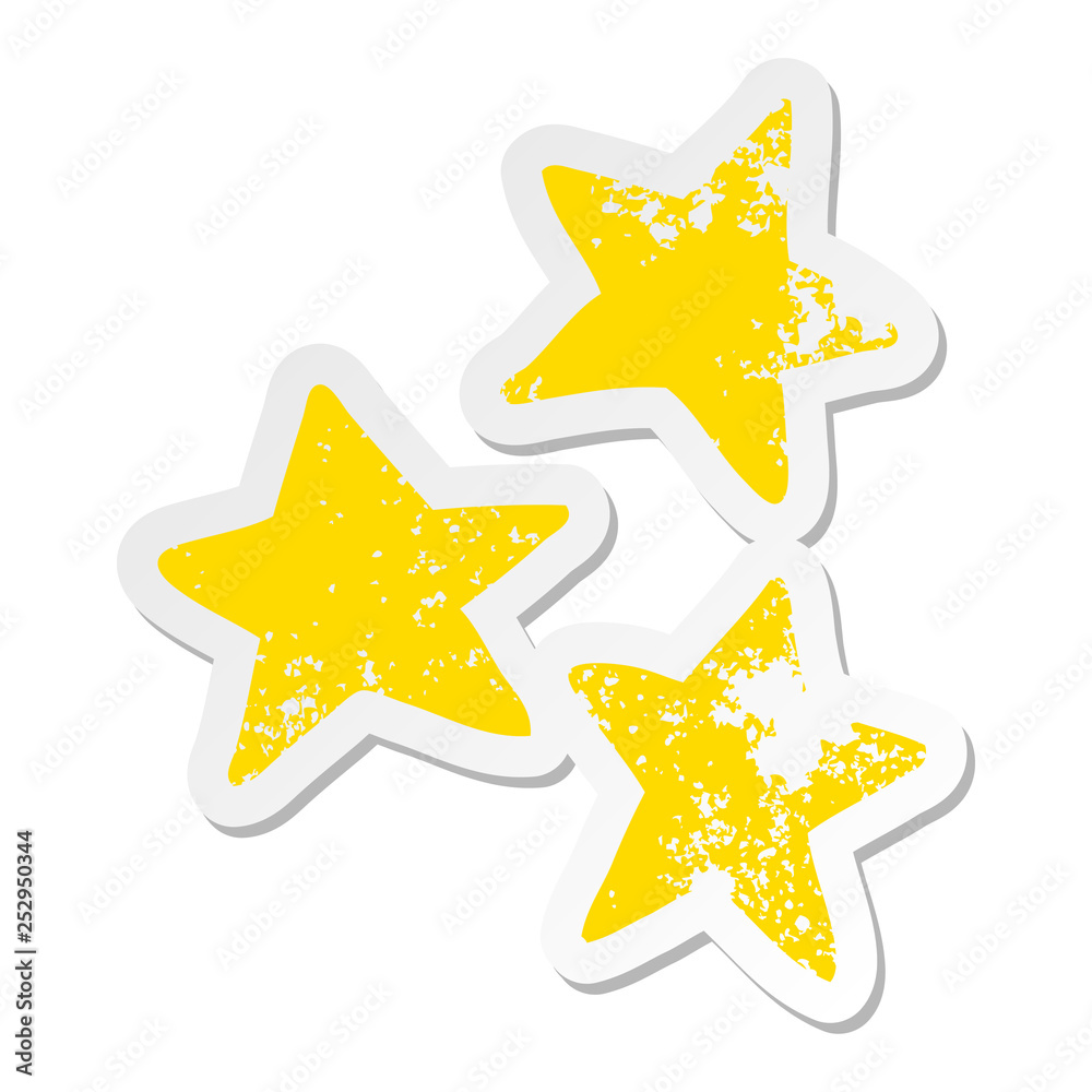 distressed sticker of a cartoon stars distressed sticker of a cartoon stars