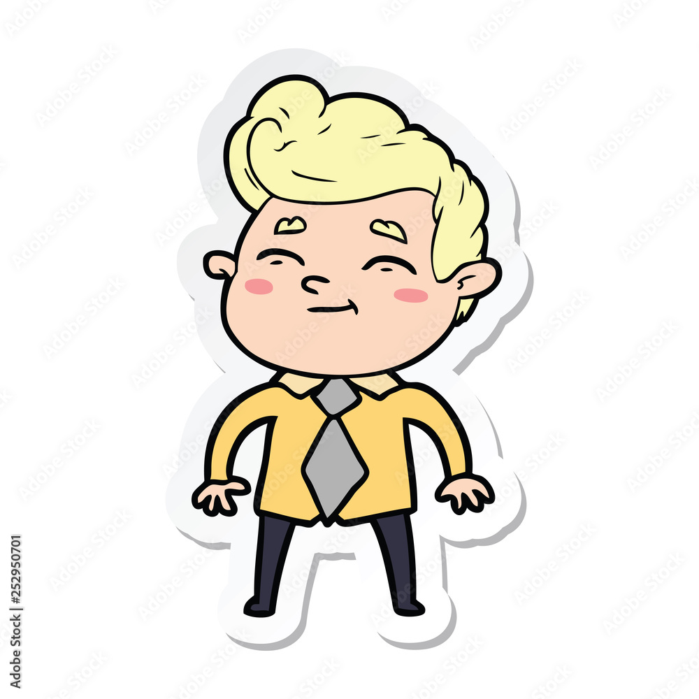 sticker of a happy cartoon man sticker of a happy cartoon man