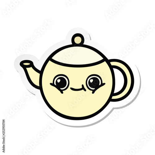 sticker of a cute cartoon tea pot