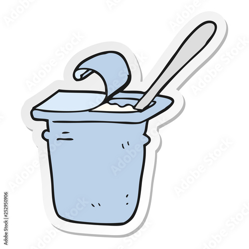sticker of a cartoon yogurt