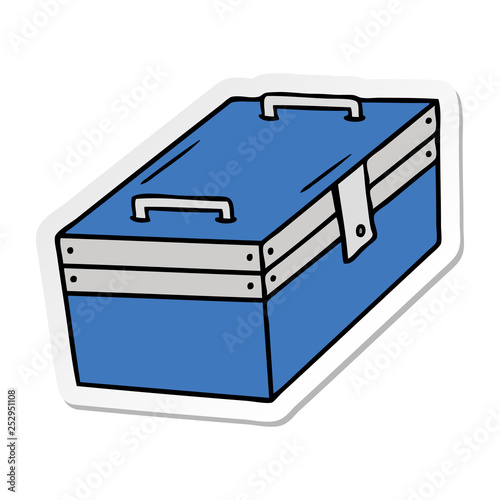sticker cartoon doodle of a metal tool box