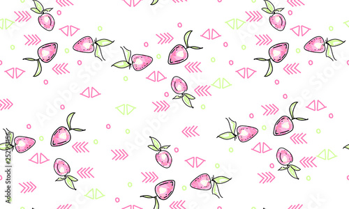 Strawberry sketch pattern drawing green cartoon set fruit isolated vector vector juicy summer cider background new