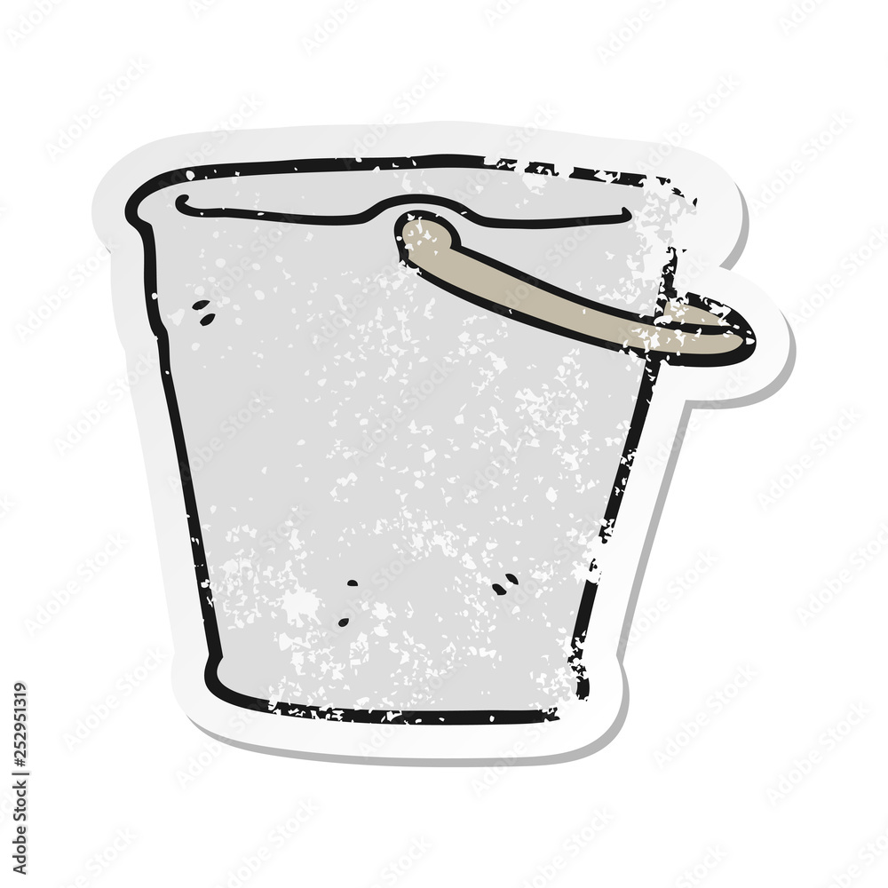 retro distressed sticker of a cartoon bucket retro distressed sticker of a cartoon bucket