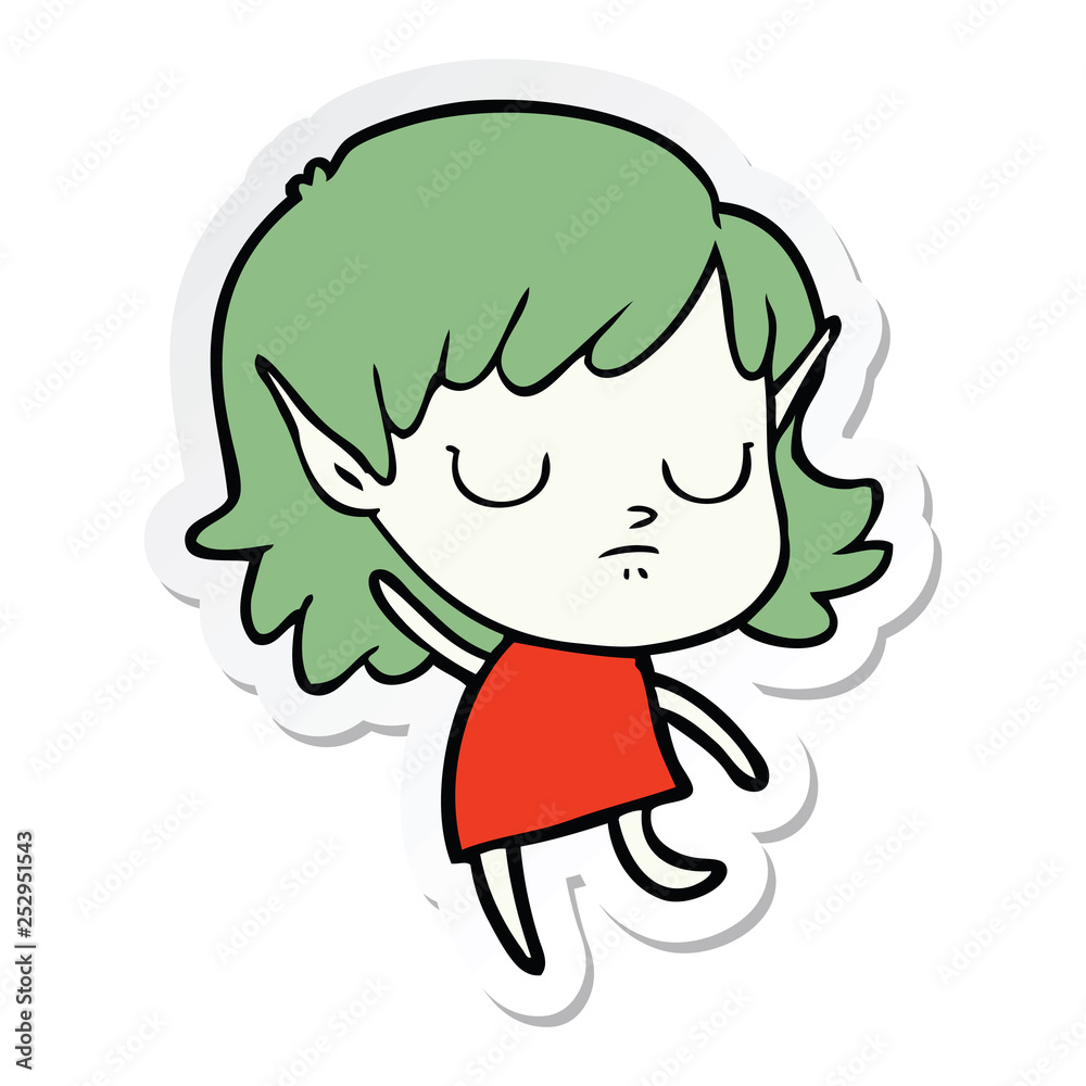 sticker of a cartoon elf girl sticker of a cartoon elf girl
