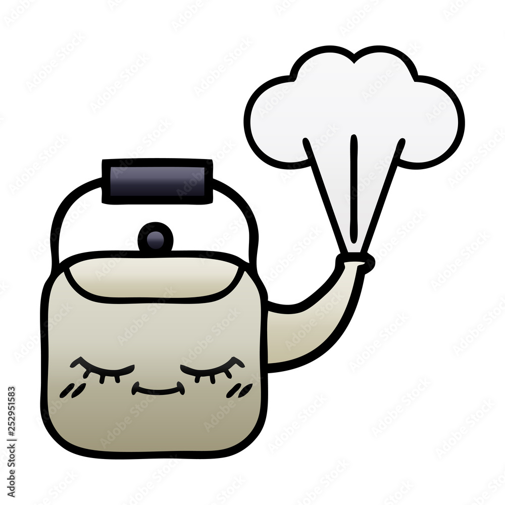 Obraz premium gradient shaded cartoon steaming kettle
