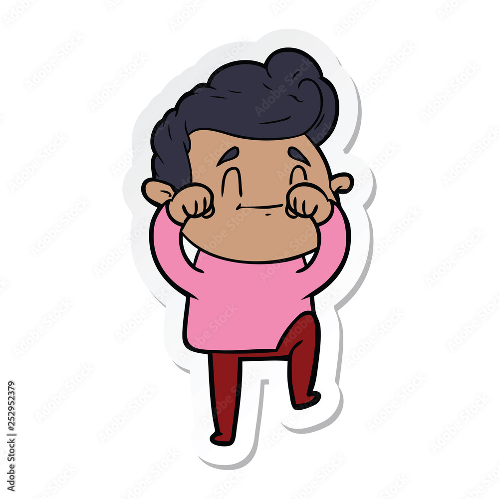 sticker of a happy cartoon man