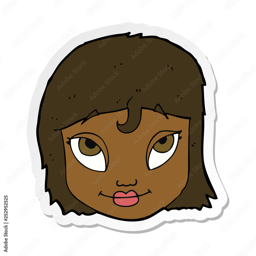 sticker of a cartoon woman smiling sticker of a cartoon woman smiling