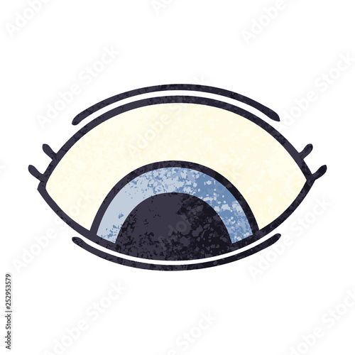 retro illustration style cartoon eye looking down
